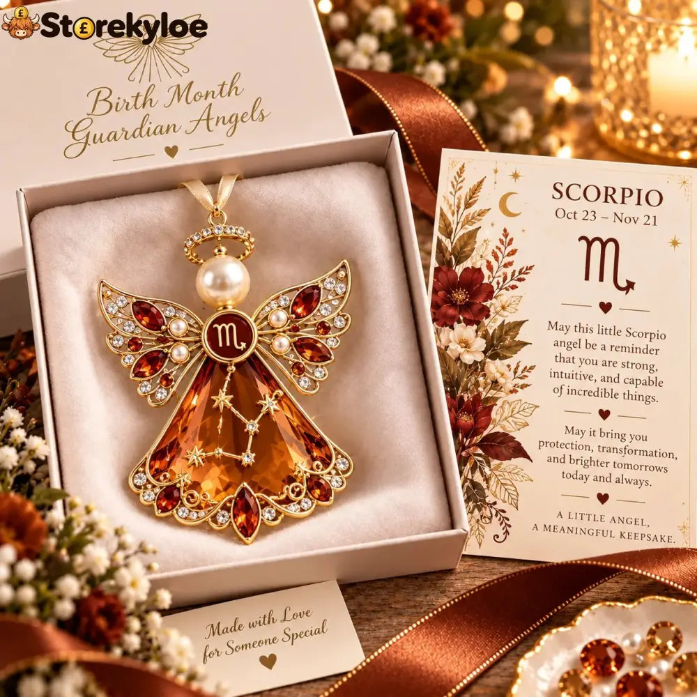 👼 Christmas Zodiac Guardian Angel Keepsake | 12 Signs with Jewel-Toned Designs & Meaningful Gift Cards ✨ - ♏ Scorpio