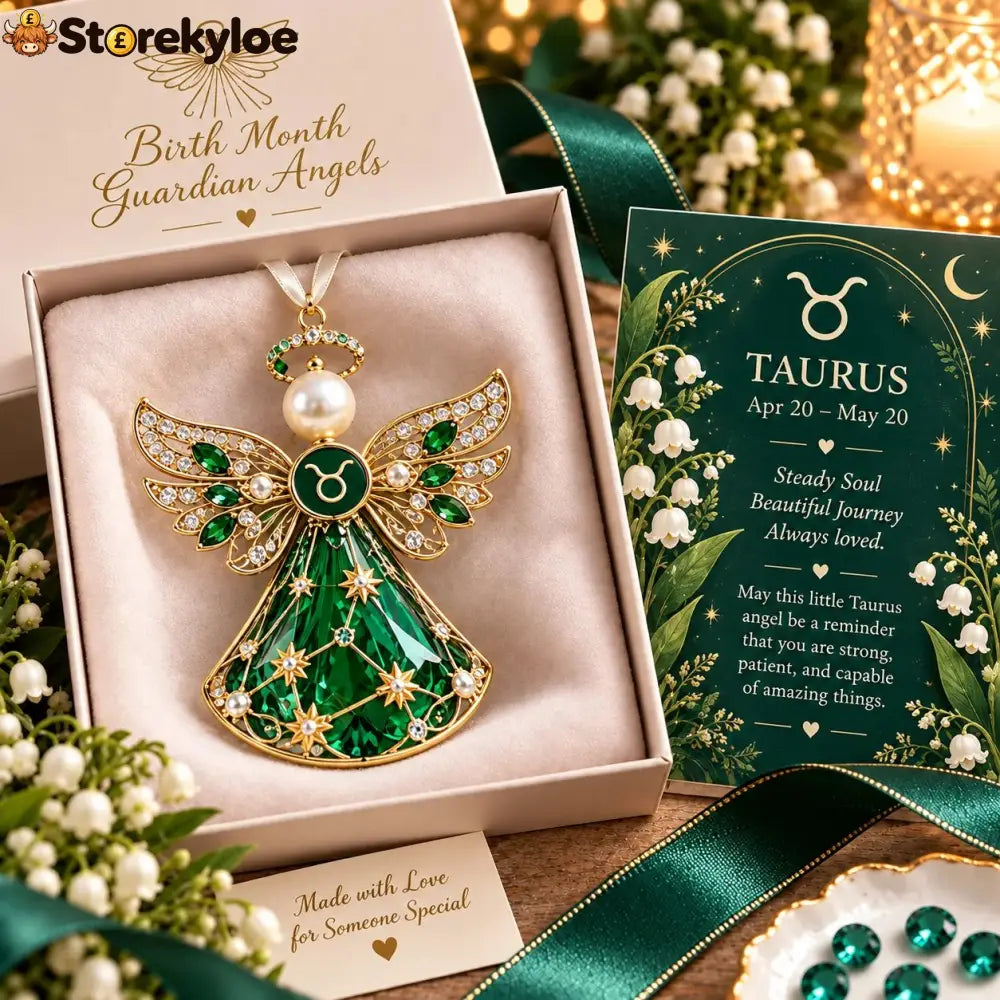 👼 Christmas Zodiac Guardian Angel Keepsake | 12 Signs with Jewel-Toned Designs & Meaningful Gift Cards ✨ - ♉ Taurus