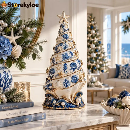 🌊 Coastal Christmas Seashell Tree Projection Lamp✨