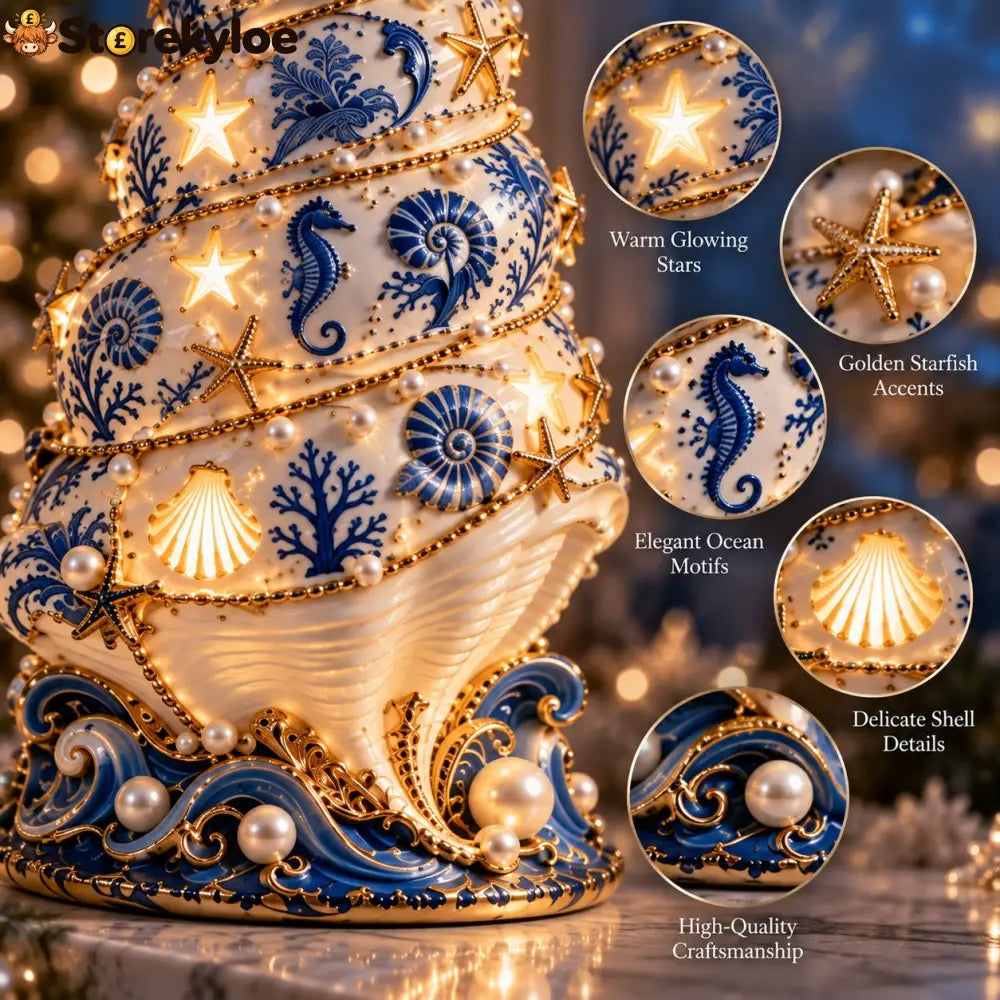 🌊 Coastal Christmas Seashell Tree Projection Lamp✨
