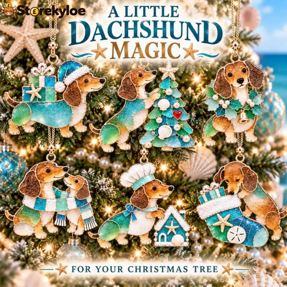 Coastal Dachshund Sea Glass Ornament - ALL Style - 6pcs