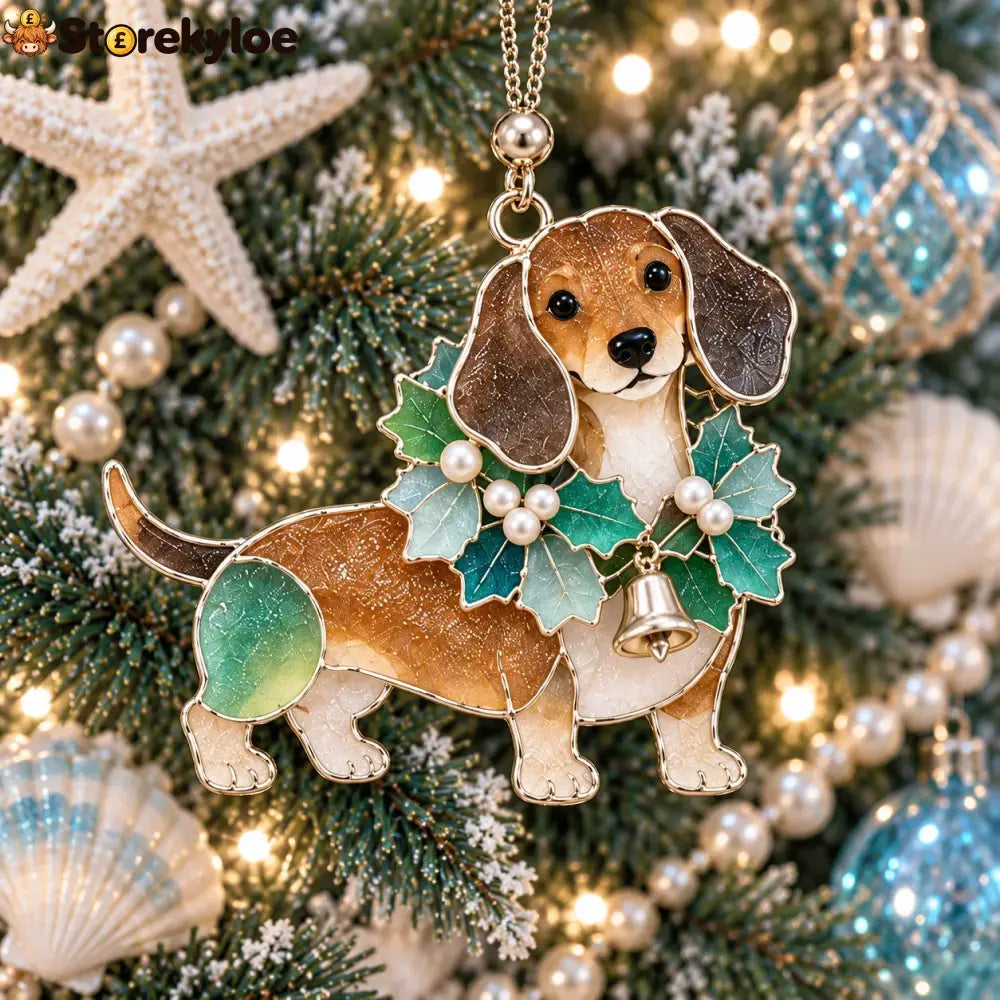 Coastal Dachshund Sea Glass Ornament - 🌿 Holly & Bell Dachshund