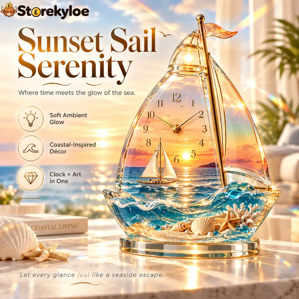🌊 Coastal Glow Crystal Clock Collection, Bring the Beauty of the Sea Home ✨ - Sailboat
