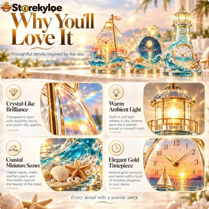 🌊 Coastal Glow Crystal Clock Collection, Bring the Beauty of the Sea Home ✨ - Variant 4