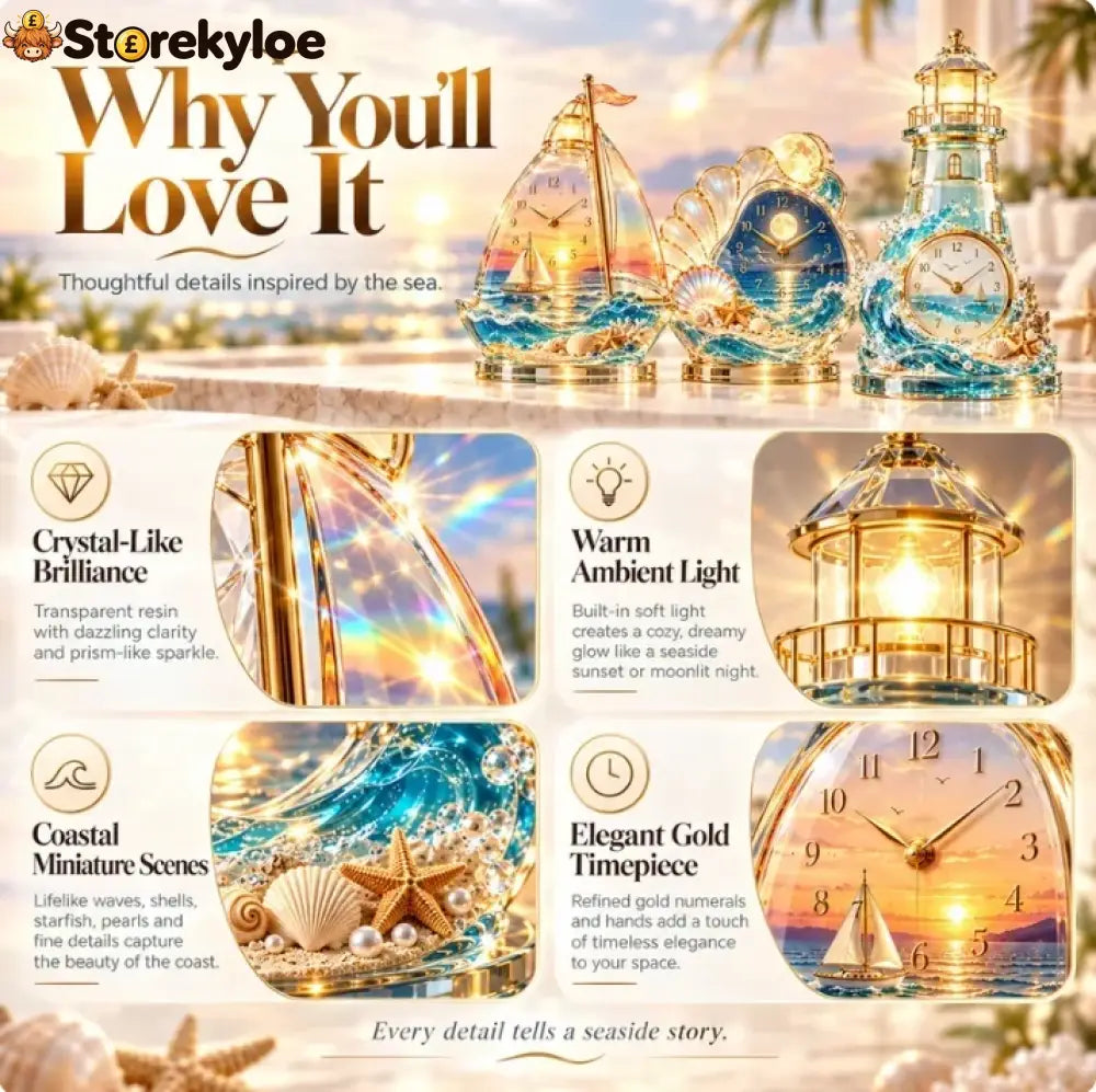 🌊 Coastal Glow Crystal Clock Collection, Bring the Beauty of the Sea Home ✨ - Variant 4