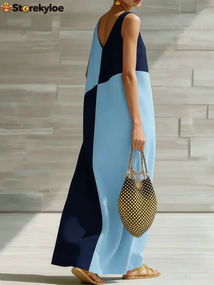 Color Block Sleeveless Maxi Dress
