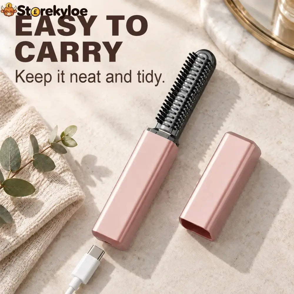 ✨ Compact Wireless Hot Comb – Handy Bang Styling Companion!