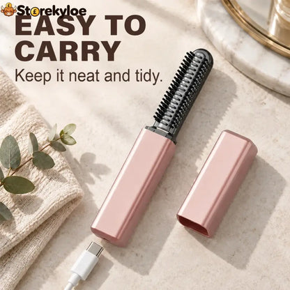 ✨ Compact Wireless Hot Comb – Handy Bang Styling Companion!