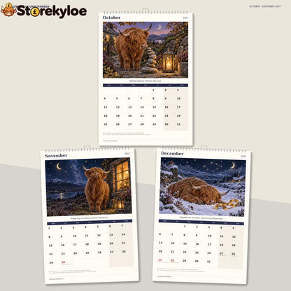 🔥Cosmically Unbothered 2027 A4 Wall Calendar - Funny Highland Cows