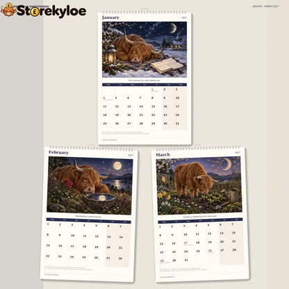 🔥Cosmically Unbothered 2027 A4 Wall Calendar - Funny Highland Cows