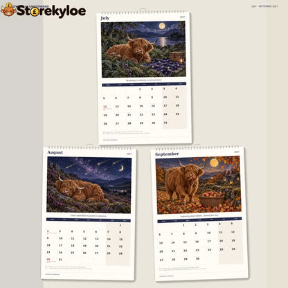 🔥Cosmically Unbothered 2027 A4 Wall Calendar - Funny Highland Cows