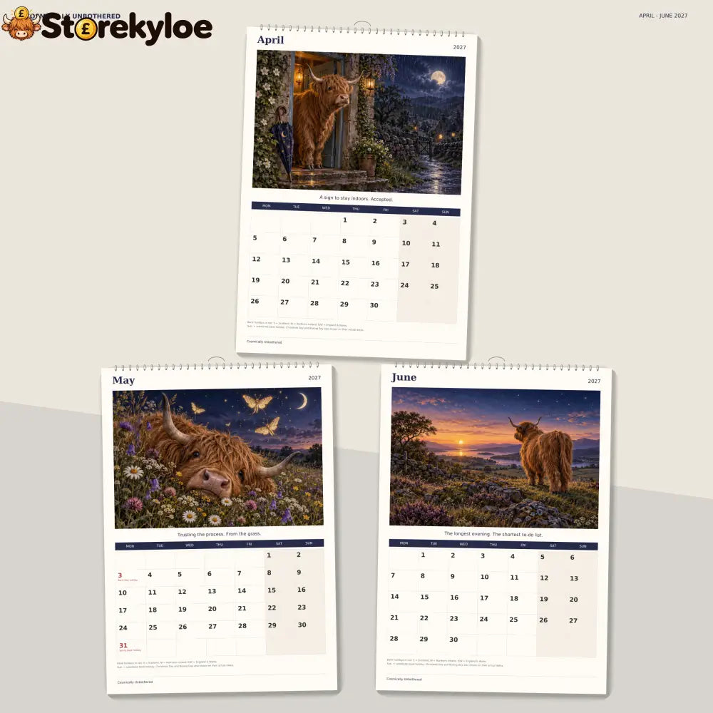 🔥Cosmically Unbothered 2027 A4 Wall Calendar - Funny Highland Cows