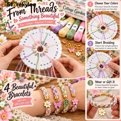 🌸Cottage Garden Kumihimo Bracelet Making Kit – DIY Braided Friendship Bracelets & Creative Gift Set ✨Beginners Friendily