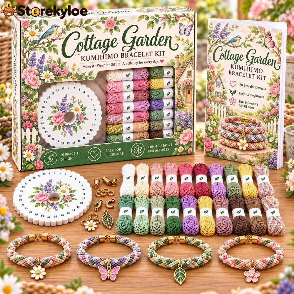 🌸Cottage Garden Kumihimo Bracelet Making Kit – DIY Braided Friendship Bracelets & Creative Gift Set ✨Beginners Friendily