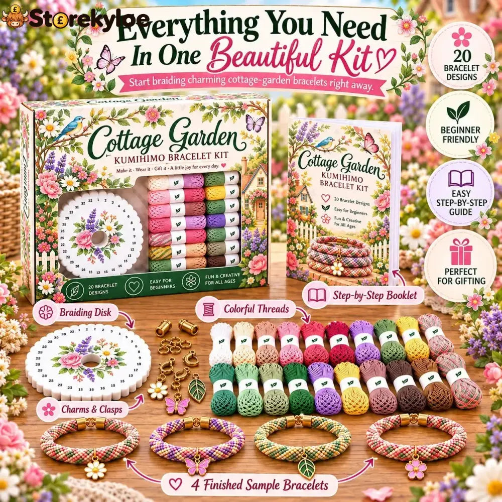🌸Cottage Garden Kumihimo Bracelet Making Kit – DIY Braided Friendship Bracelets & Creative Gift Set ✨Beginners Friendily