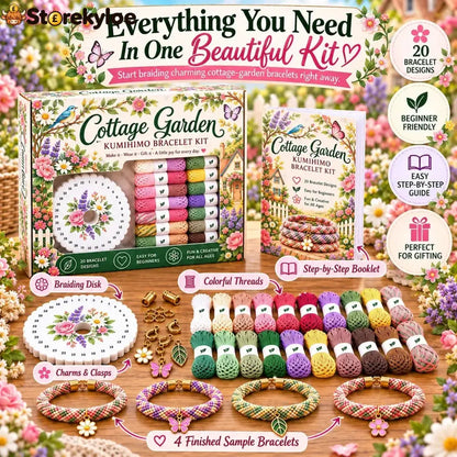 🌸Cottage Garden Kumihimo Bracelet Making Kit – DIY Braided Friendship Bracelets & Creative Gift Set ✨Beginners Friendily