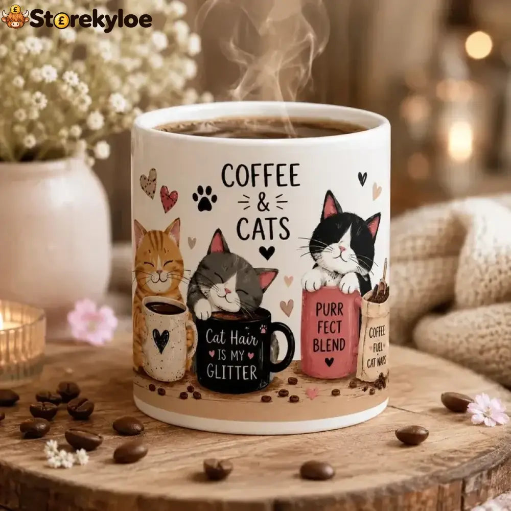 ☕🐱 Cozy Cat Coffee Mug Cute Ceramic Cup for Cat Lovers - A