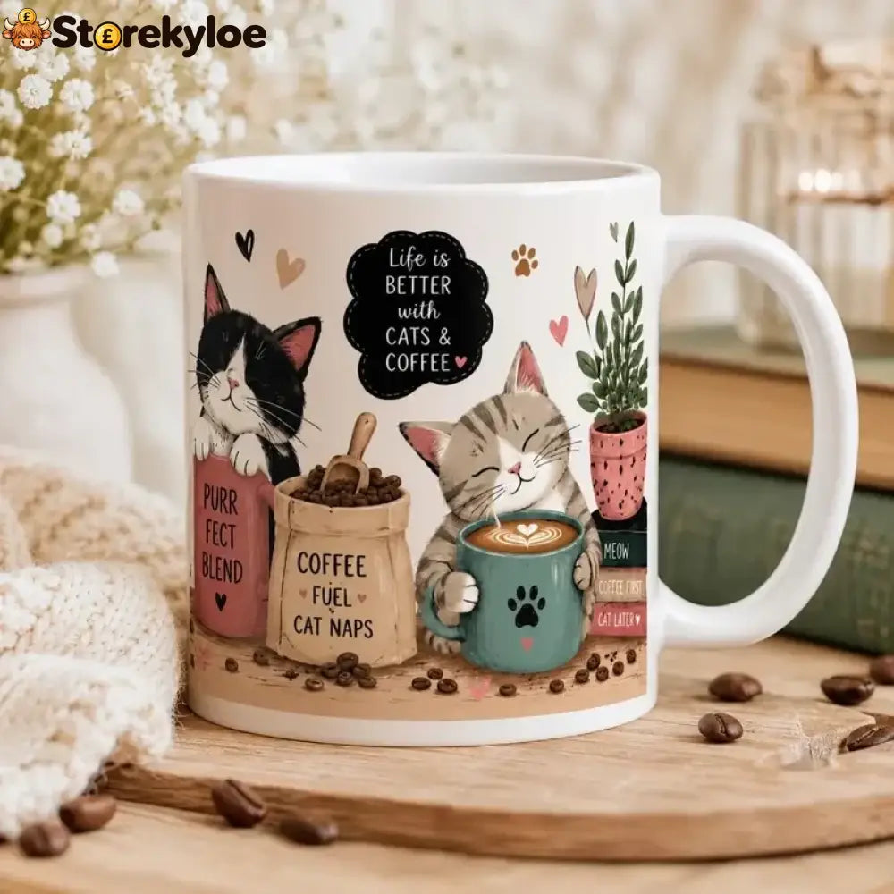 ☕🐱 Cozy Cat Coffee Mug Cute Ceramic Cup for Cat Lovers - B