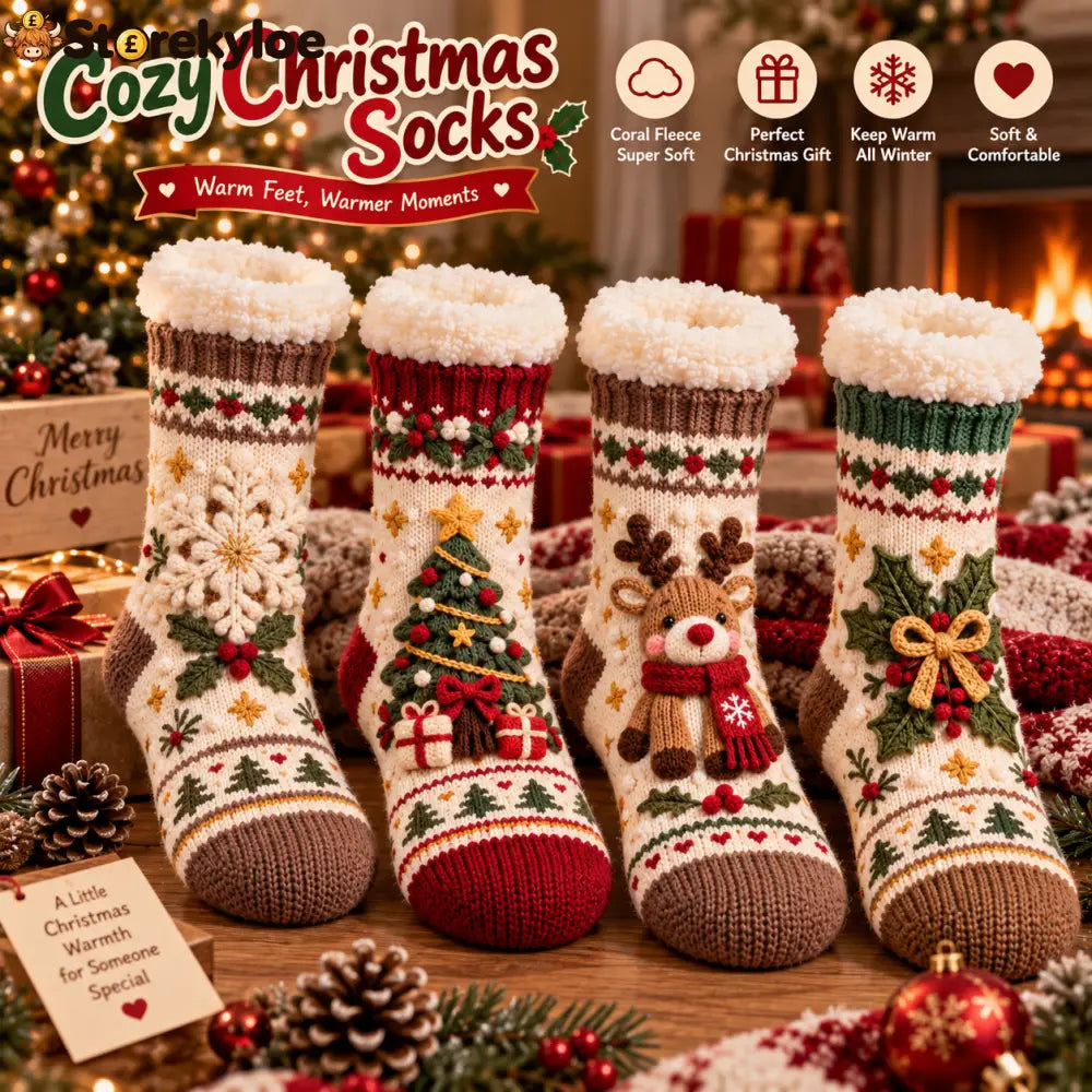 Cozy Christmas Fleece‑Lined Socks 🎄