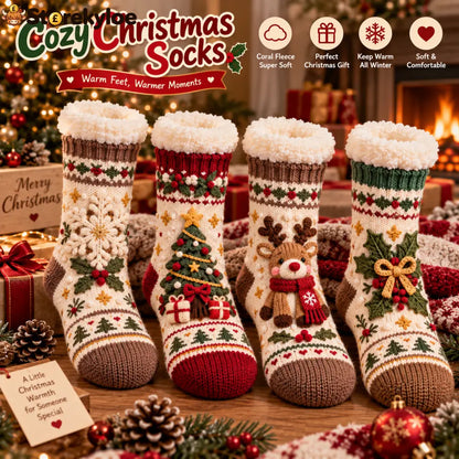 Cozy Christmas Fleece‑Lined Socks 🎄