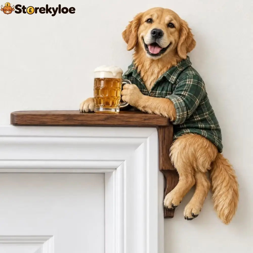Cozy Coffee Dachshund Door Corner Topper - Golden Retriever