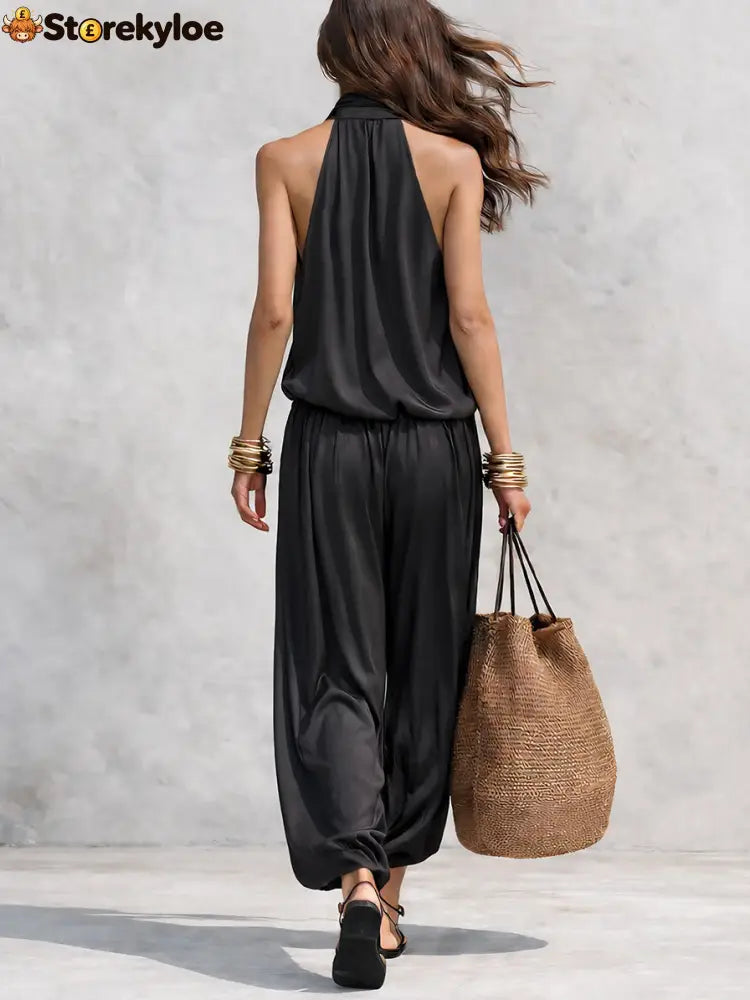 Cozy Elegant Draped Sleeveless Top And Pants Two-piece Set