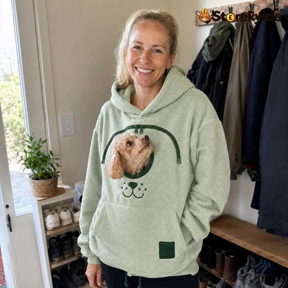 🐾 Cozy Fleece Pet Bonding Pouch Hoodie – Warm & Supportive Small Pet Carrier Clothing