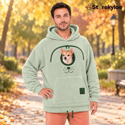 🐾 Cozy Fleece Pet Bonding Pouch Hoodie – Warm & Supportive Small Pet Carrier Clothing - Green / S