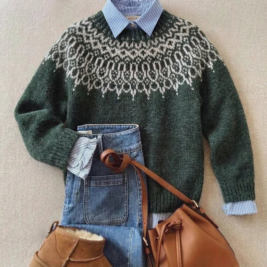 Green-Classic Vintage Knit Sweater