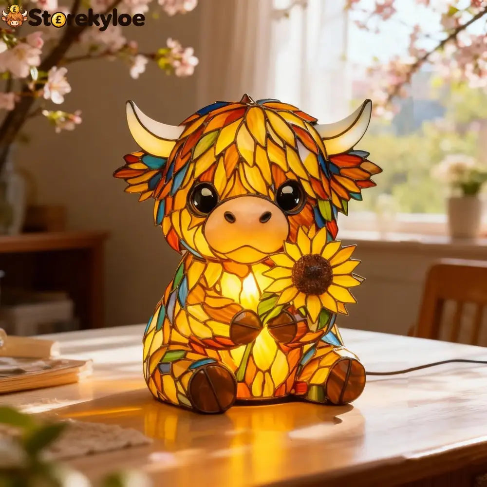 🌻🐮Creative Highland Cow Sunflower LED Night Light - ✨Buy 1