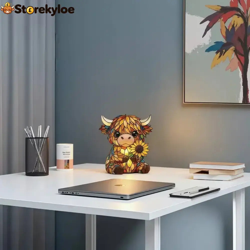 🌻🐮Creative Highland Cow Sunflower LED Night Light - ✨Buy 1