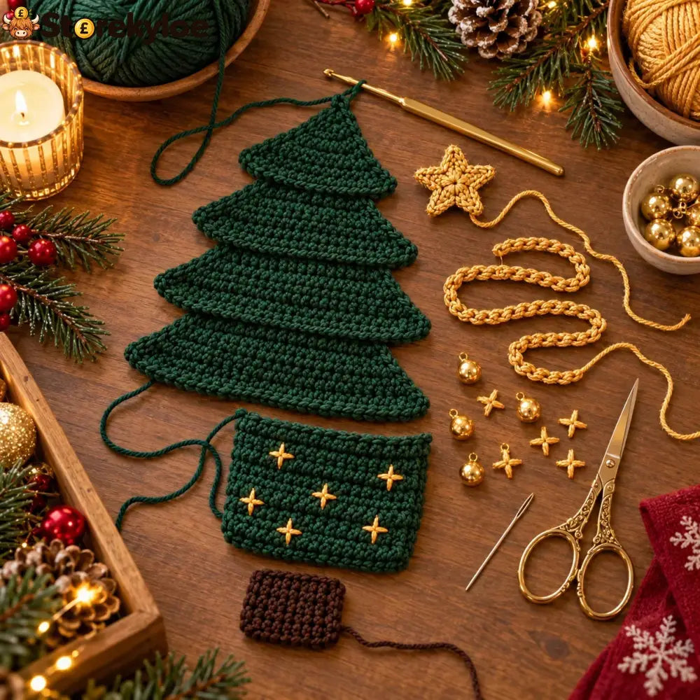 Crochet Christmas Tree Cutlery Holder Pattern Set - 4 Designs