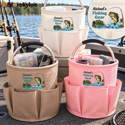 Custom Name Fishing Gear Gifts For Anglers - Personalized Tool Bag - Brown