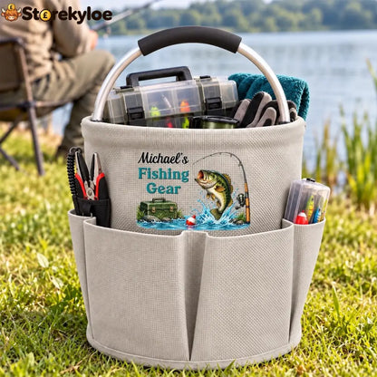 Custom Name Fishing Gear Gifts For Anglers - Personalized Tool Bag - Grey