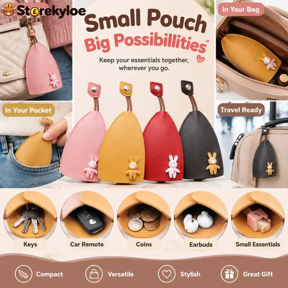 Cute Cartoon Pull-out Leather Car Key Pouch & Organizer 🐰✨