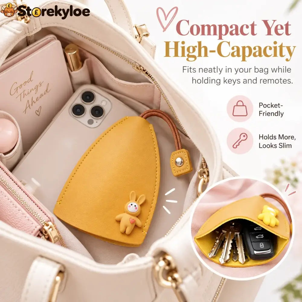 Cute Cartoon Pull-out Leather Car Key Pouch & Organizer 🐰✨