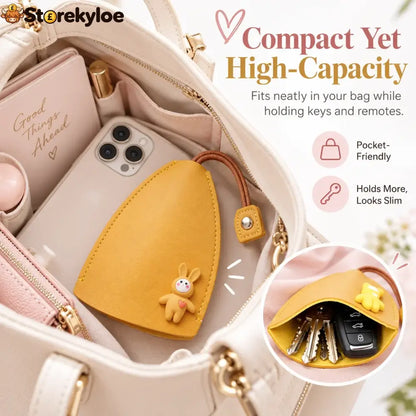 Cute Cartoon Pull-out Leather Car Key Pouch & Organizer 🐰✨