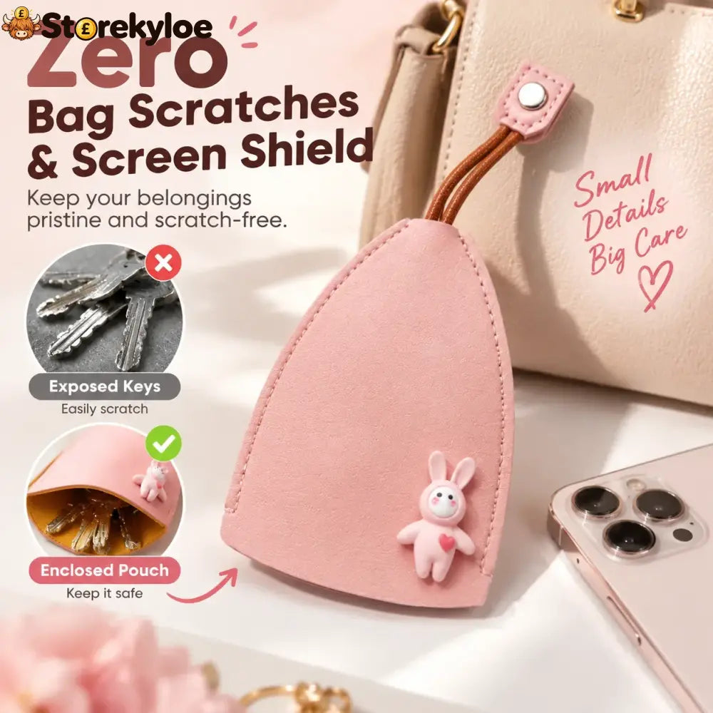 Cute Cartoon Pull-out Leather Car Key Pouch & Organizer 🐰✨