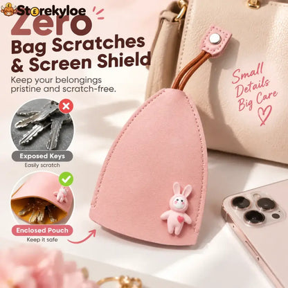 Cute Cartoon Pull-out Leather Car Key Pouch & Organizer 🐰✨