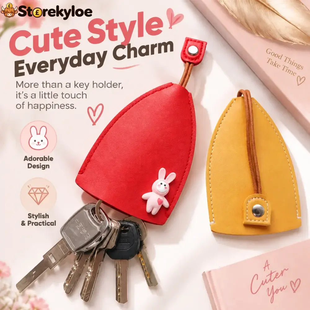 Cute Cartoon Pull-out Leather Car Key Pouch & Organizer 🐰✨