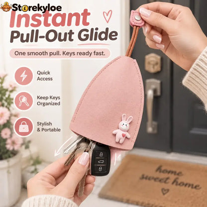 Cute Cartoon Pull-out Leather Car Key Pouch & Organizer 🐰✨