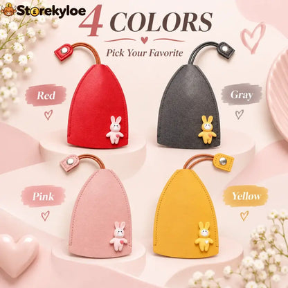 Cute Cartoon Pull-out Leather Car Key Pouch & Organizer 🐰✨ - Pink