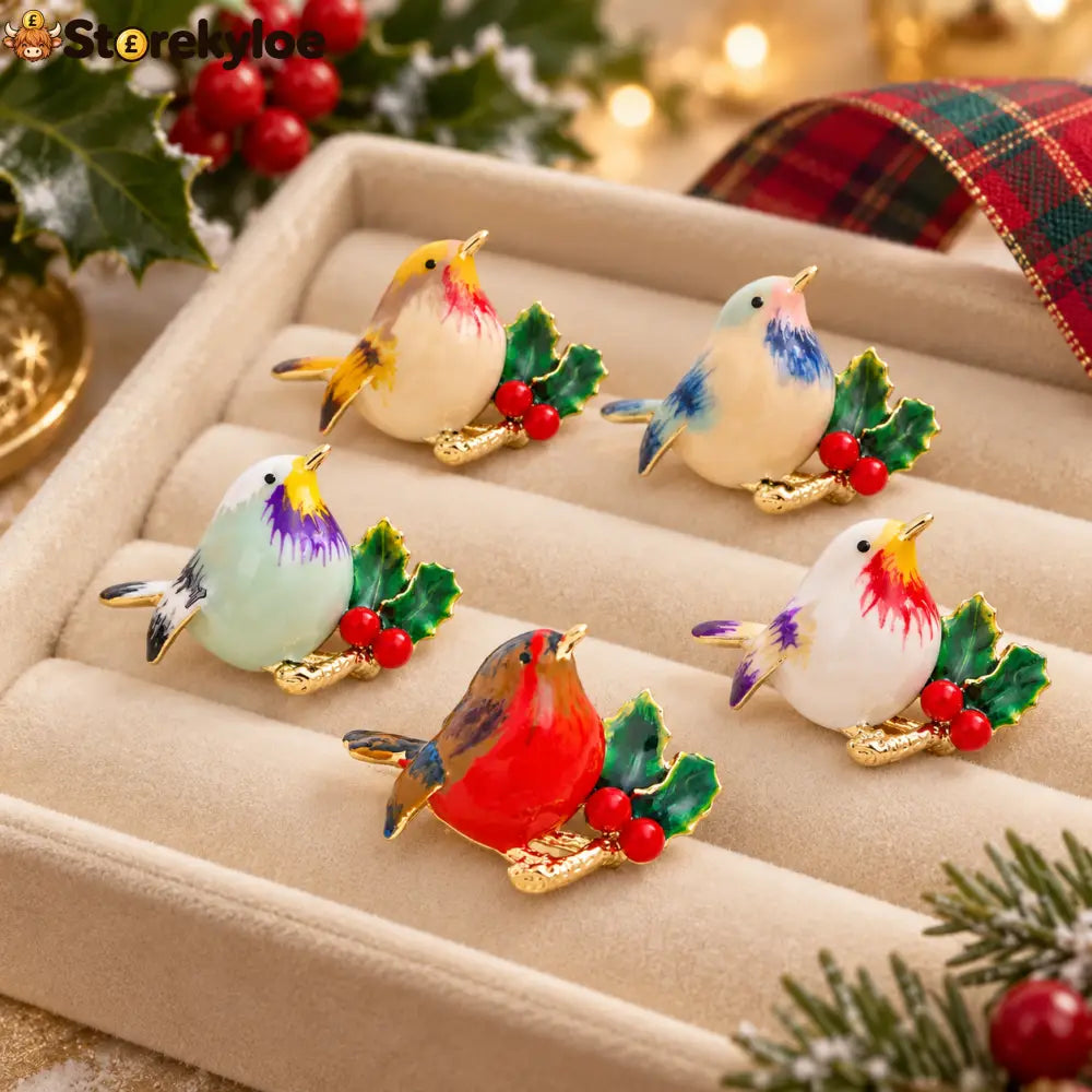 🐦cute Robin Enamel Brooch | Festive Winter Bird Pin For Holiday Outfits