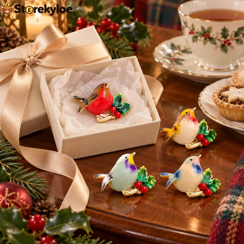 🐦cute Robin Enamel Brooch | Festive Winter Bird Pin For Holiday Outfits