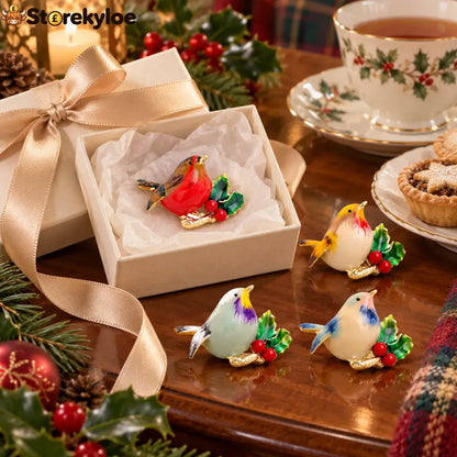 🐦cute Robin Enamel Brooch | Festive Winter Bird Pin For Holiday Outfits