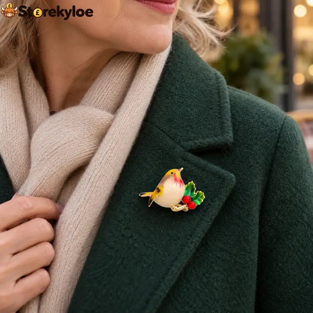 🐦cute Robin Enamel Brooch | Festive Winter Bird Pin For Holiday Outfits