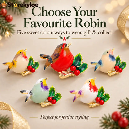 🐦cute Robin Enamel Brooch | Festive Winter Bird Pin For Holiday Outfits