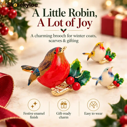 🐦cute Robin Enamel Brooch | Festive Winter Bird Pin For Holiday Outfits