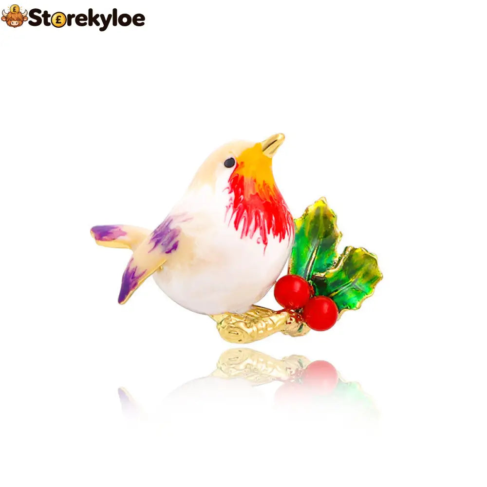🐦cute Robin Enamel Brooch | Festive Winter Bird Pin For Holiday Outfits - Lavender Cloud