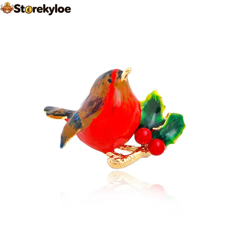🐦cute Robin Enamel Brooch | Festive Winter Bird Pin For Holiday Outfits - Ruby Red